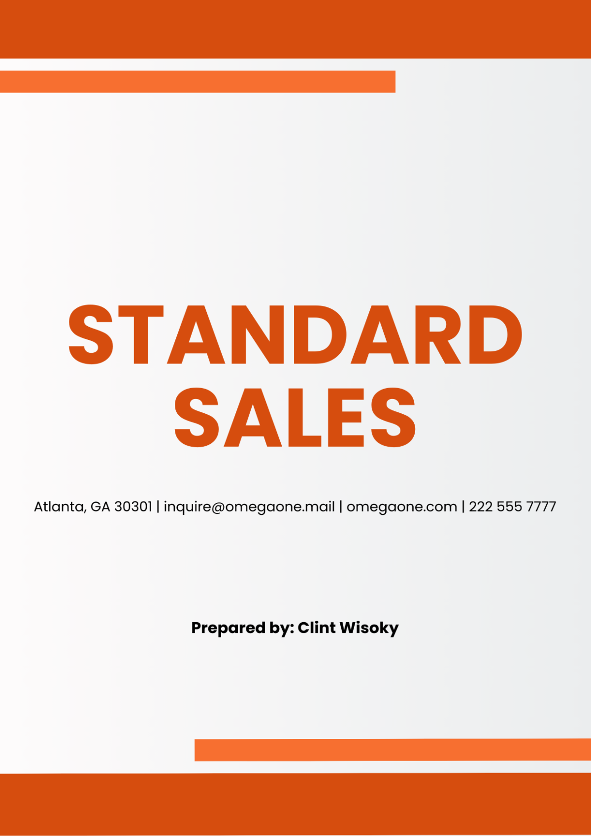 Standard Sales Cover Page