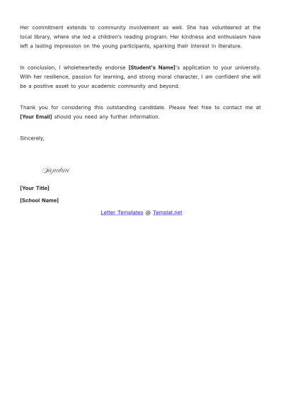 Free Sample High School Recommendation Letter Template to Edit Online