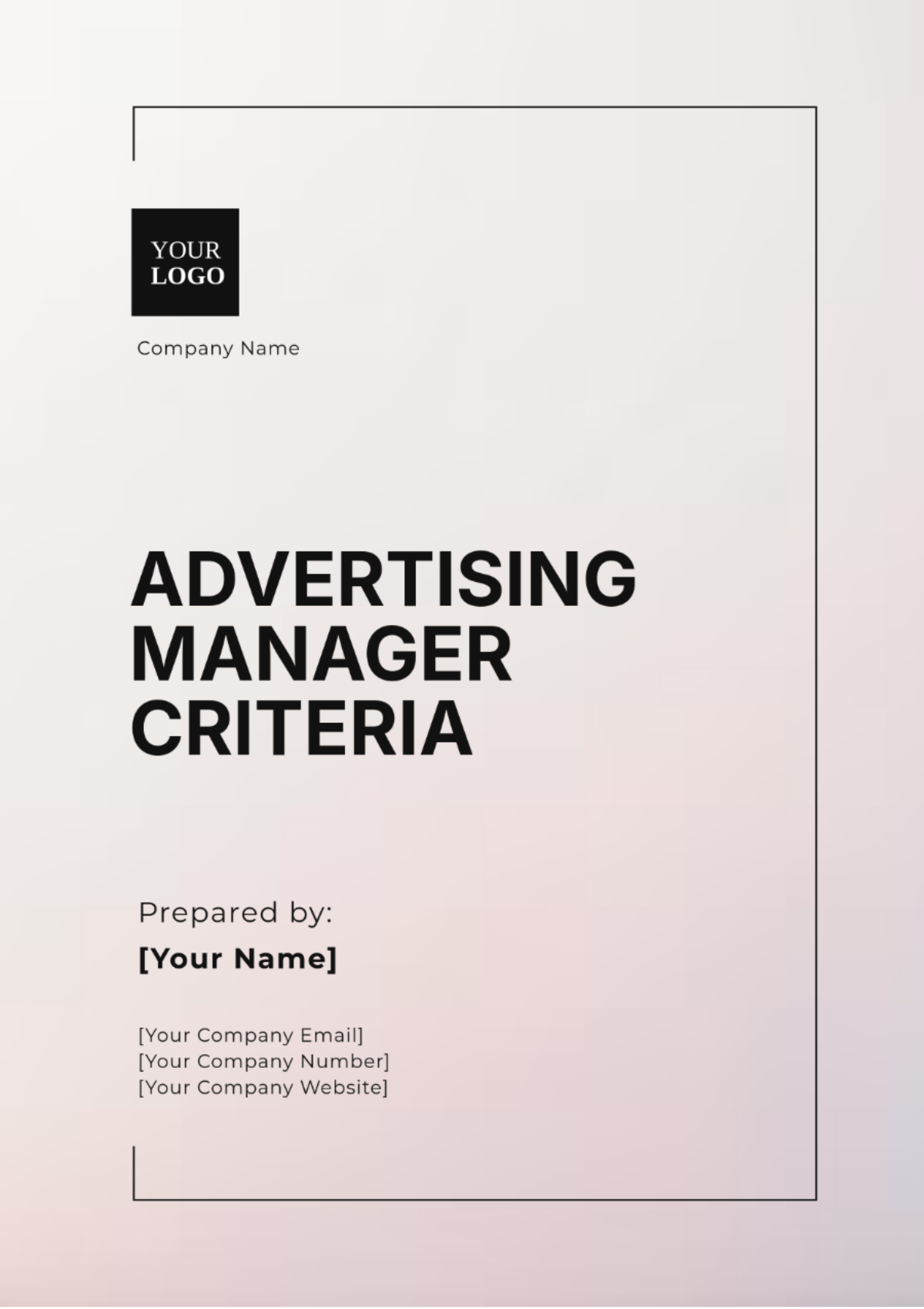 Advertising Manager Criteria Format Template - Edit Online & Download