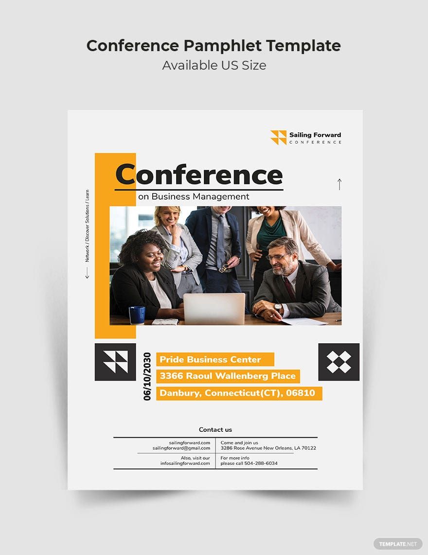 Conference Pamphlet Template in Word, Illustrator, PSD, Apple Pages, Publisher, InDesign