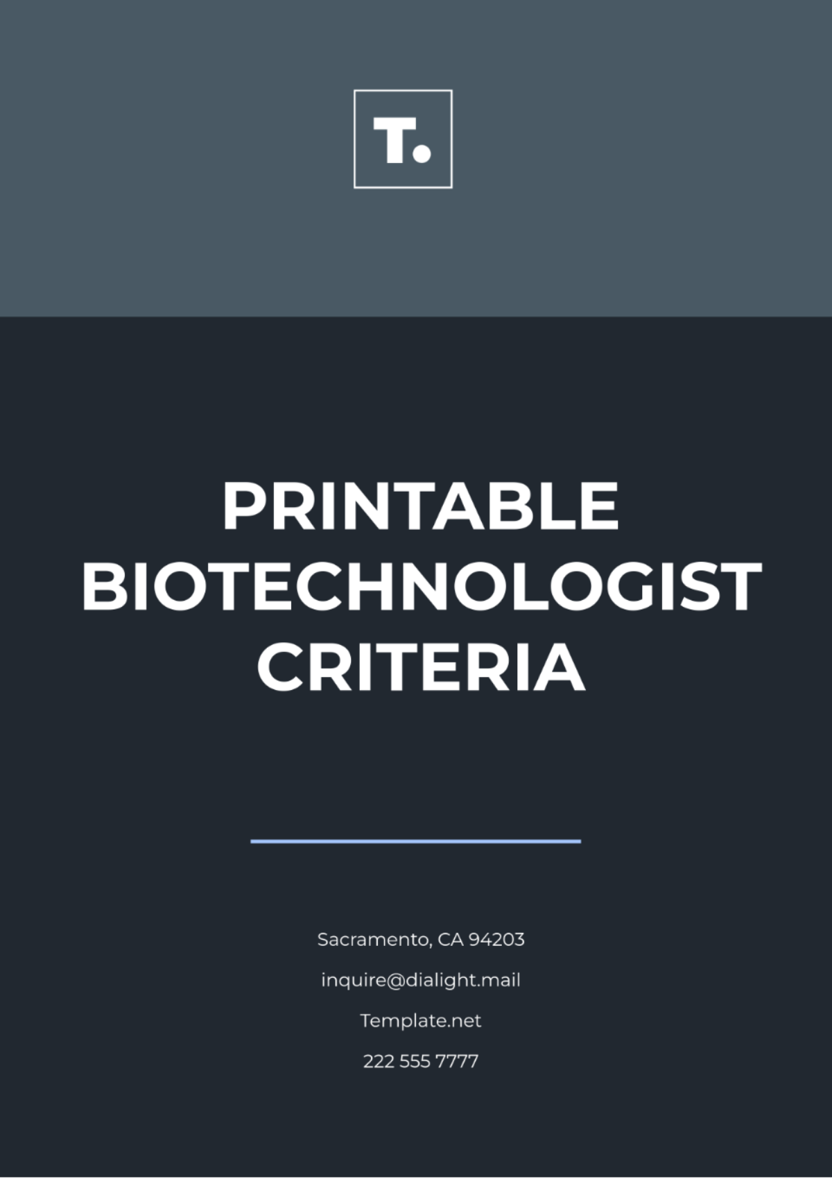 Printable Biotechnologist Criteria Template