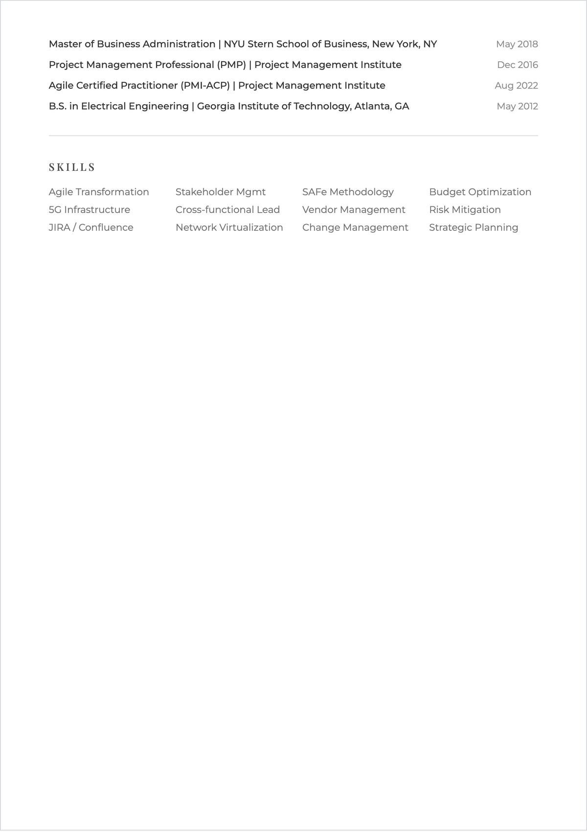Free Skill-Based Experience ATS Resume Template, AI Resume Builder