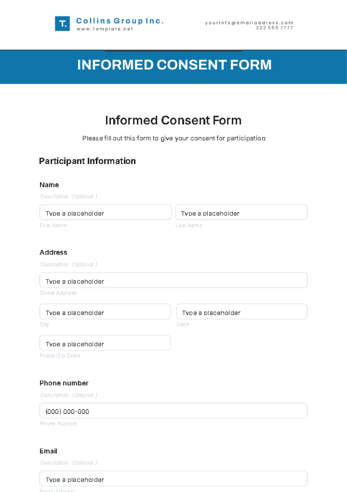 Informed Consent Form Template - Edit Online & Download