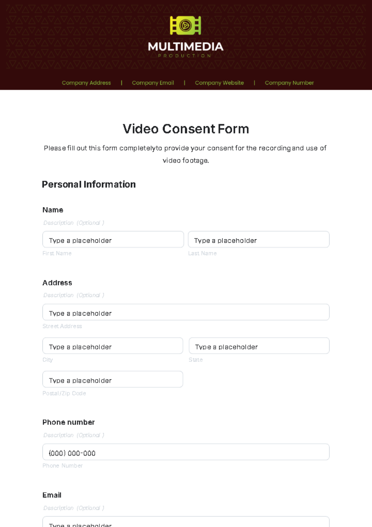 Video Consent Form Template - Edit Online & Download