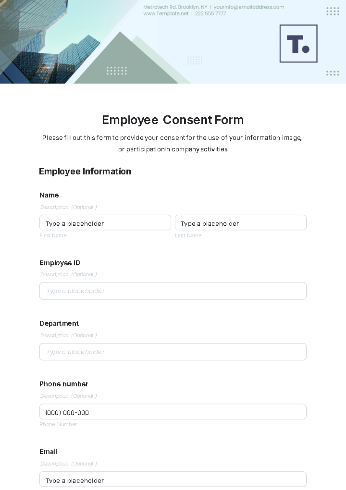 Employee Consent Form Template - Edit Online & Download