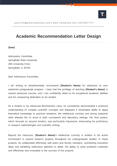 Free Academic Recommendation Letter Design  Template to Edit Online