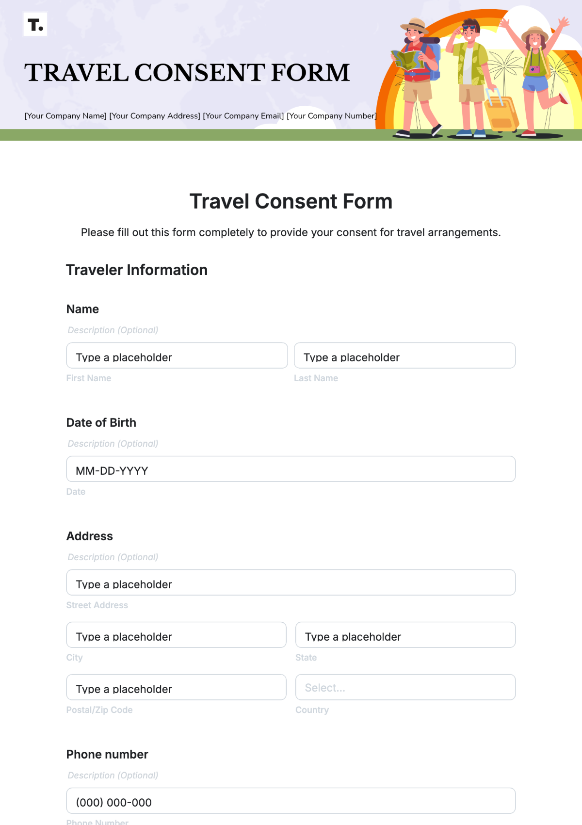 Travel Consent Form Template - Edit Online & Download