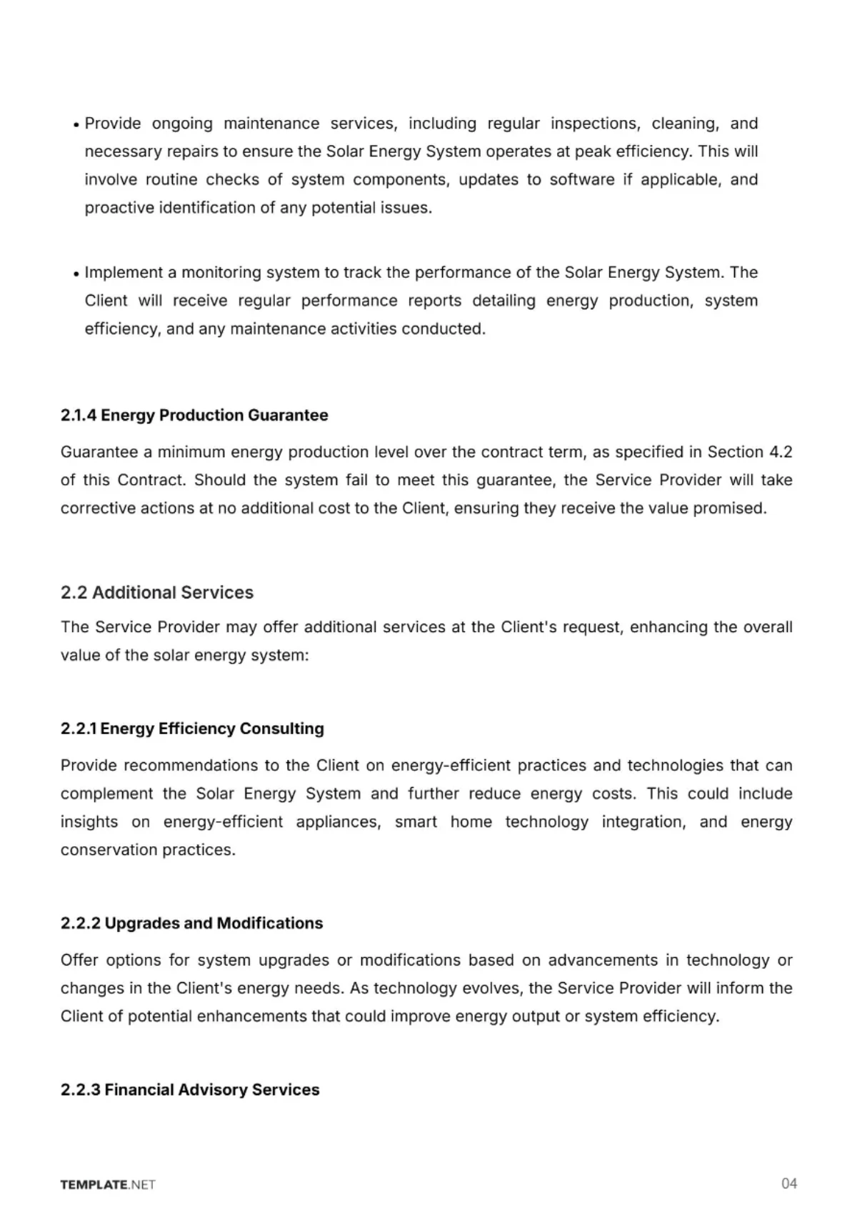Free Solar Energy Service Contract Template to Edit Online