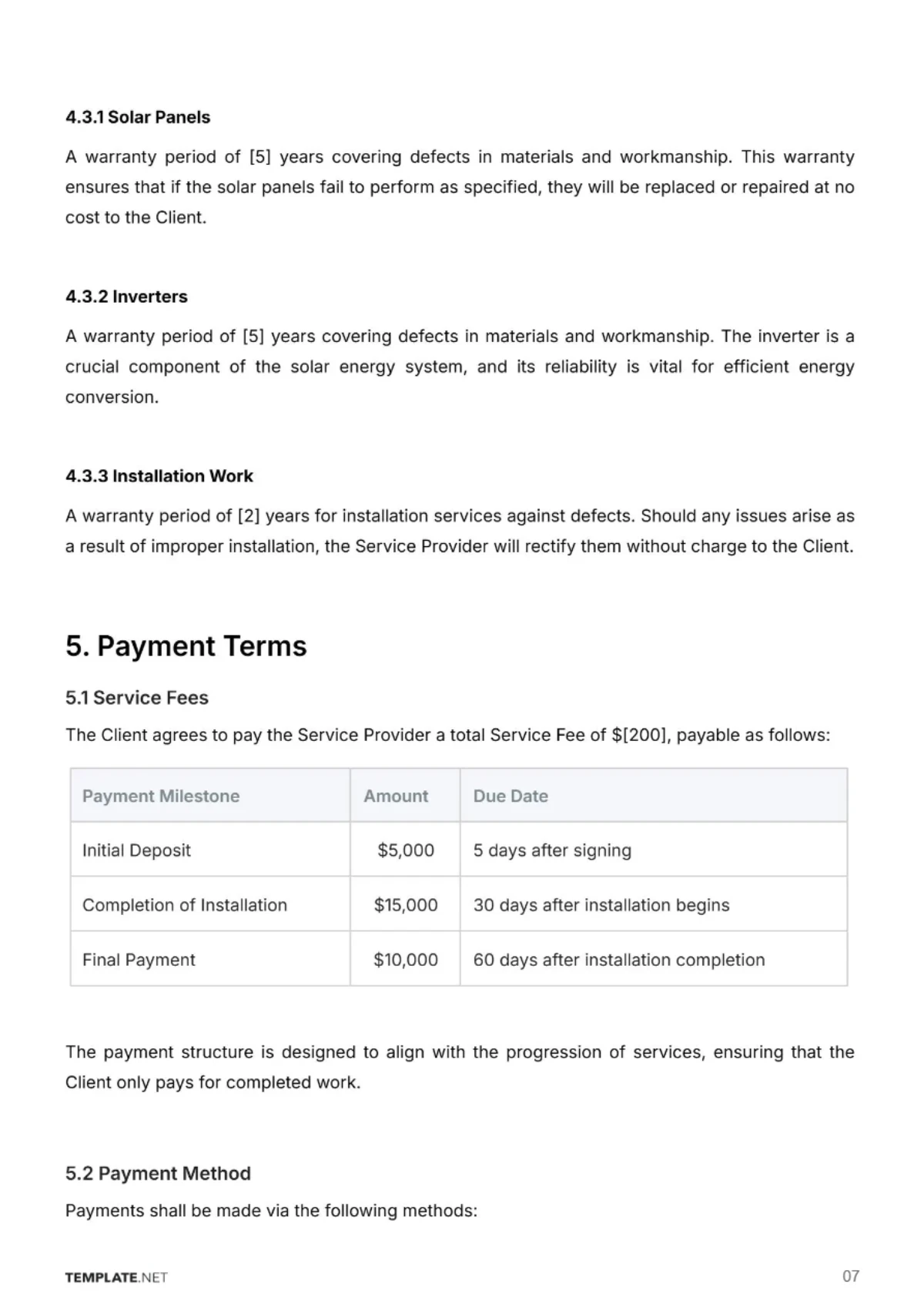Free Solar Energy Service Contract Template to Edit Online