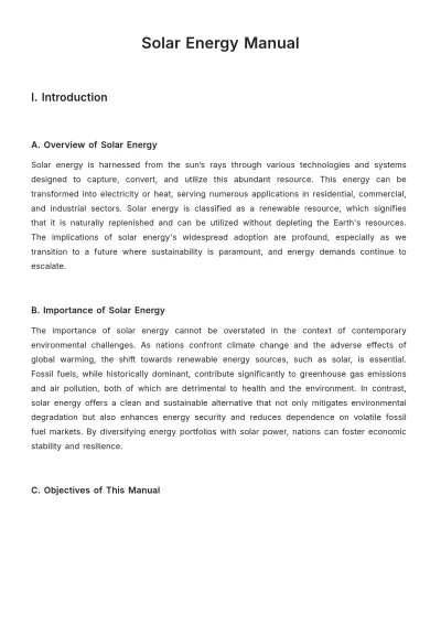 Free Solar Energy Manual Template to Edit Online