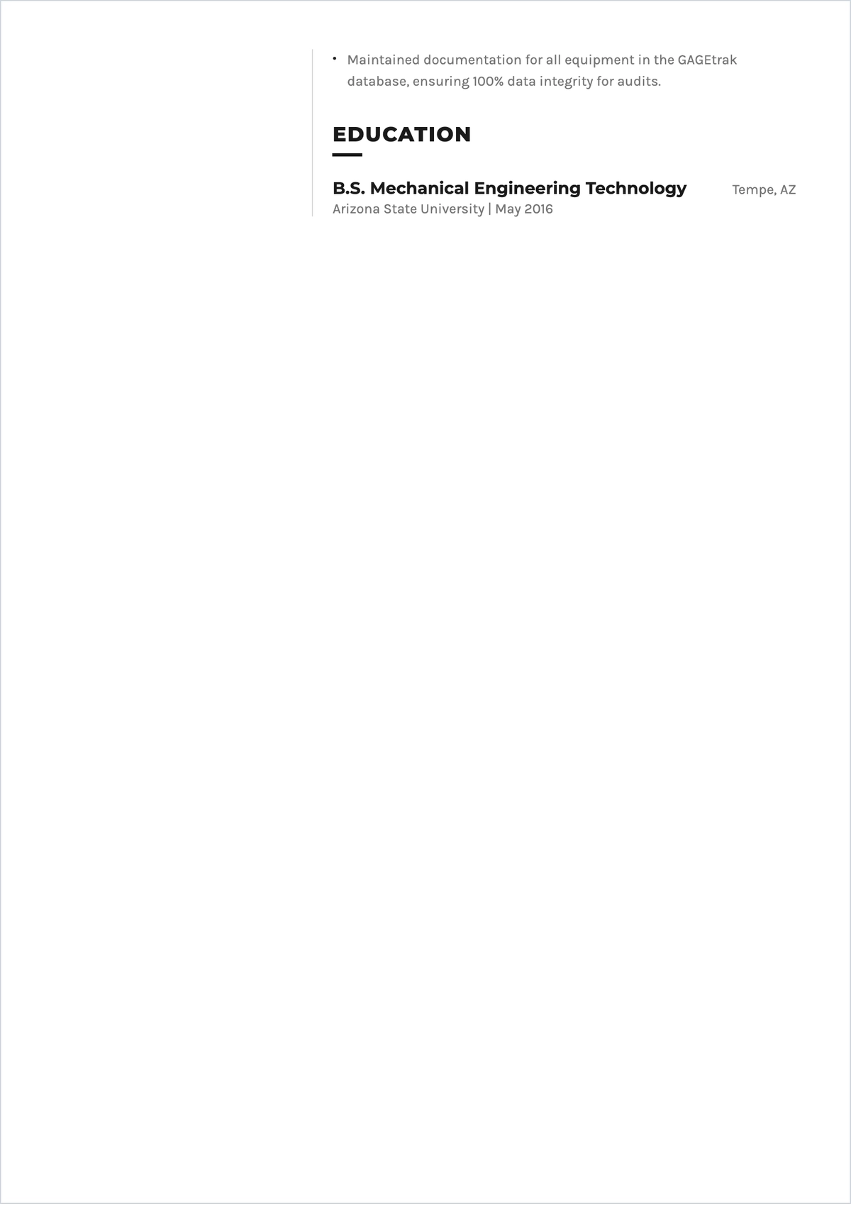 Free Calibration Technician Resume Template to Edit Online