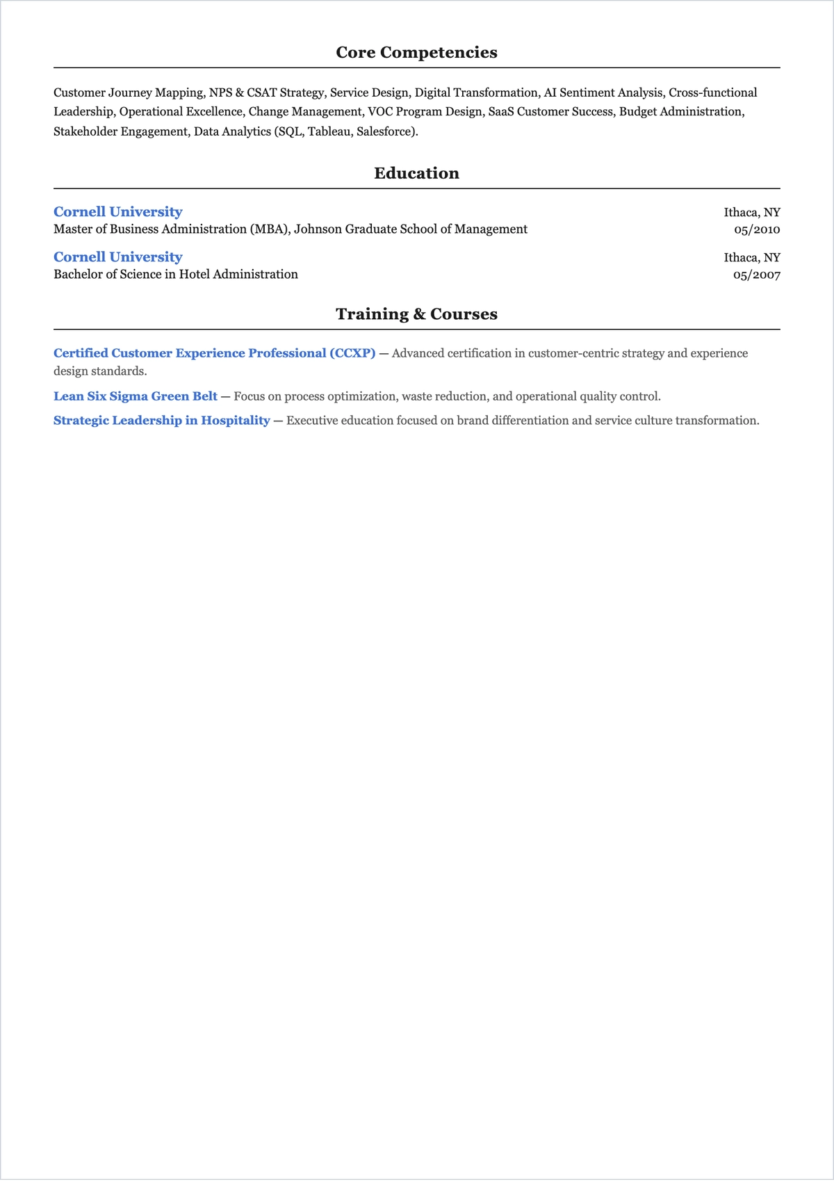 Free Vice President Experience ATS Resume Template, AI Resume Builder