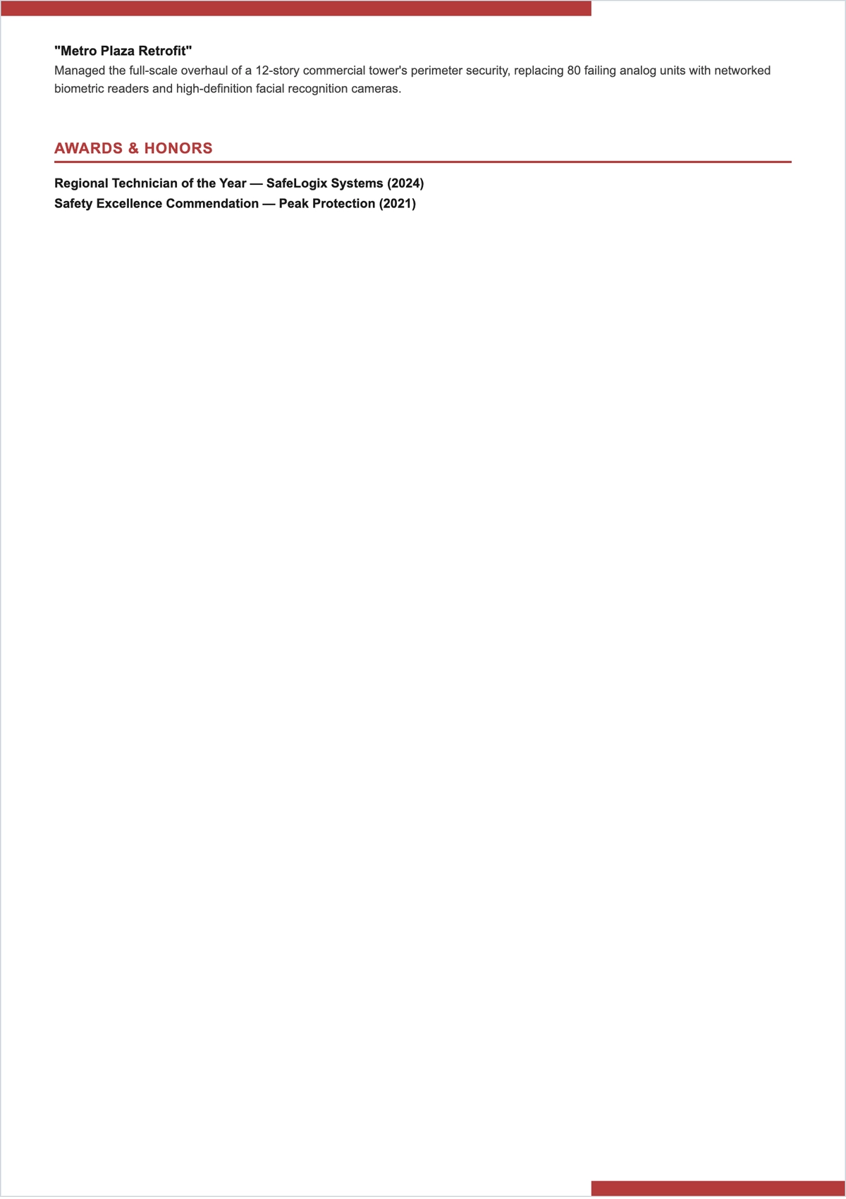 Free Blank Security Systems Technician ATS Resume Template