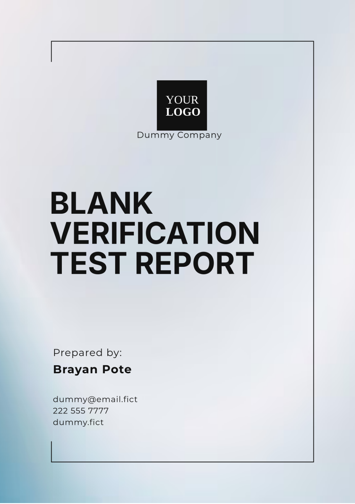 Blank Verification Test Report Template - Edit Online & Download