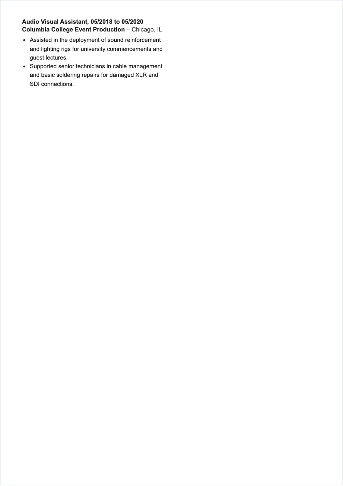 Free Audio Visual Support Technician Resume Template to Edit Online