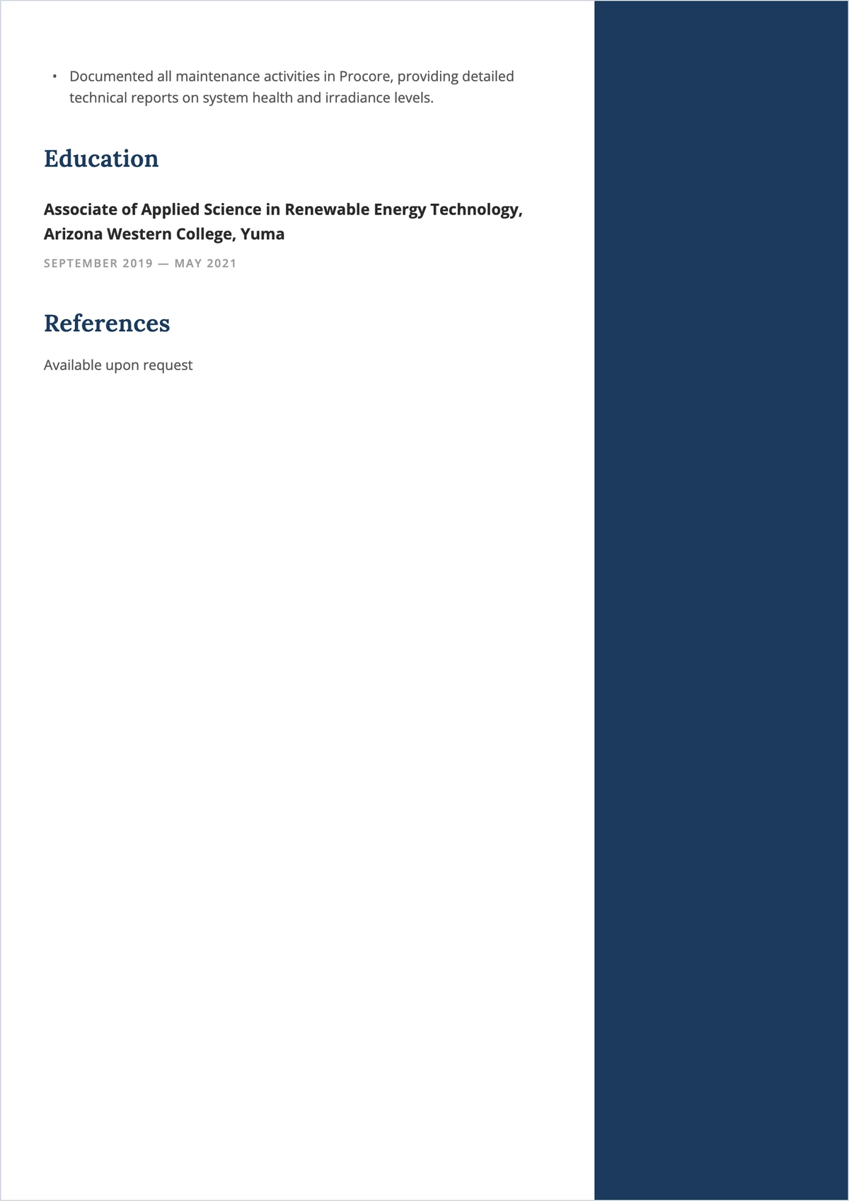 Free Solar Technician ATS Resume Template, AI Resume Builder