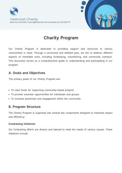 Free Charity Program Template to Edit Online