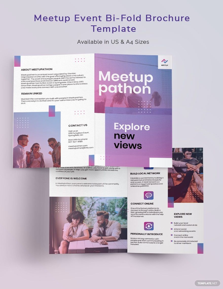 Free Meetup Event Bi-Fold Brochure Template