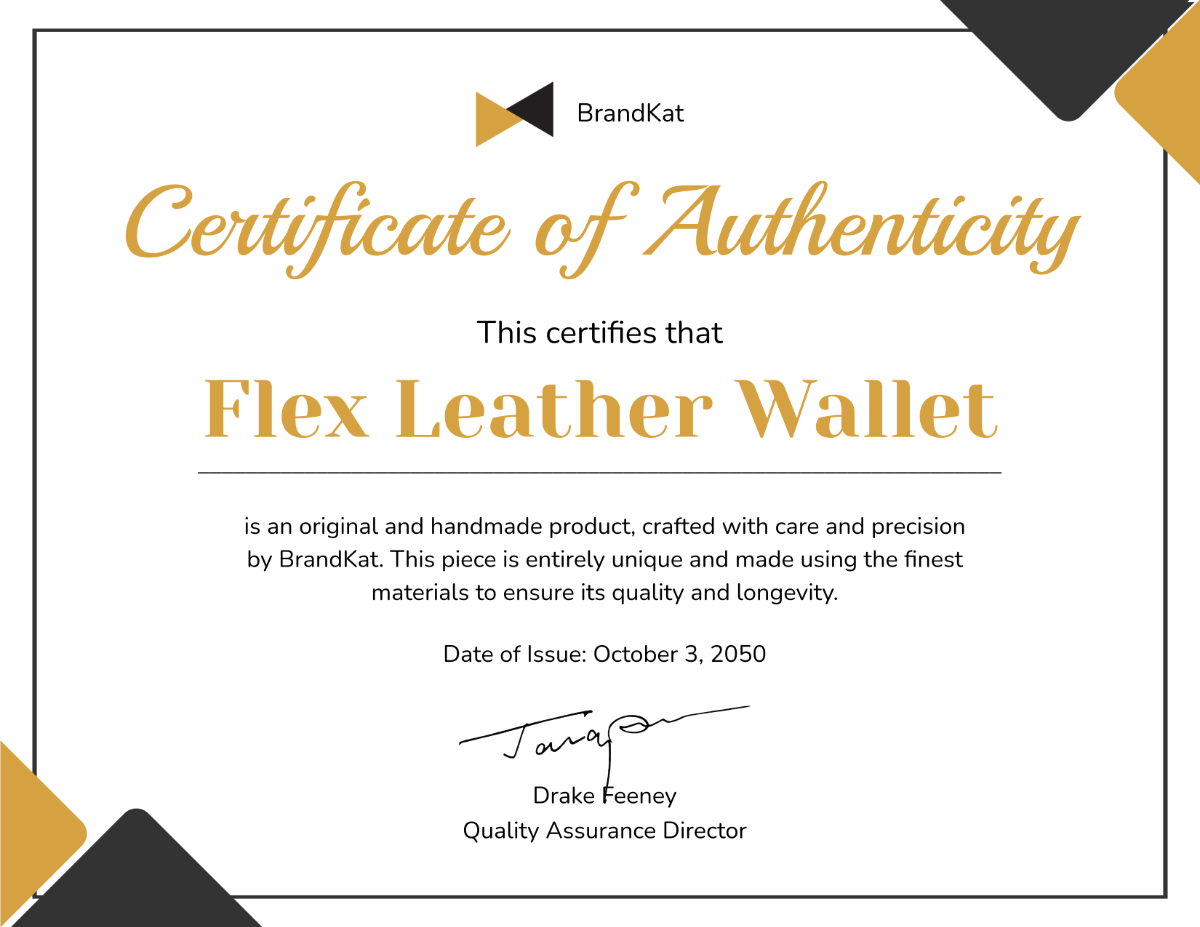 Handmade Product Authenticity Certificate Template - Edit Online & Download