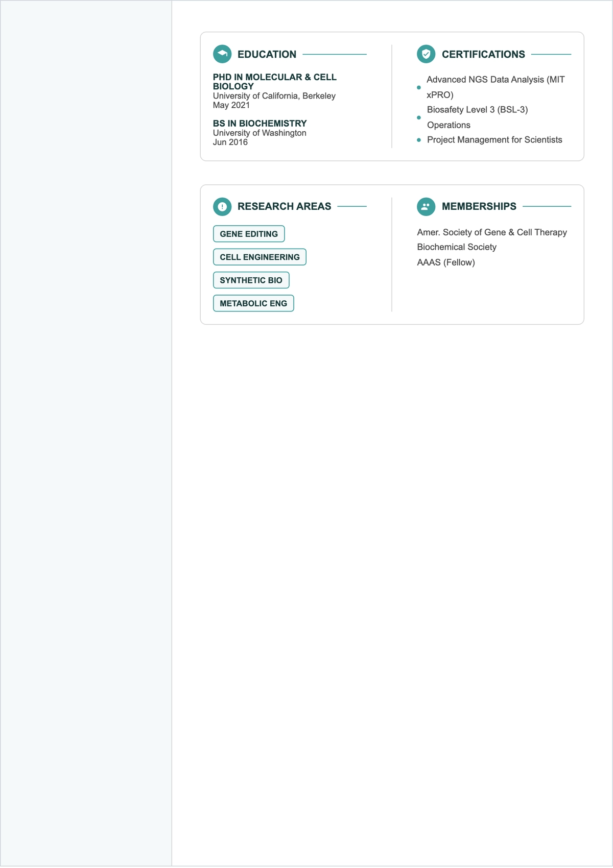Free Postdoctoral Experience Resume Template to Edit Online