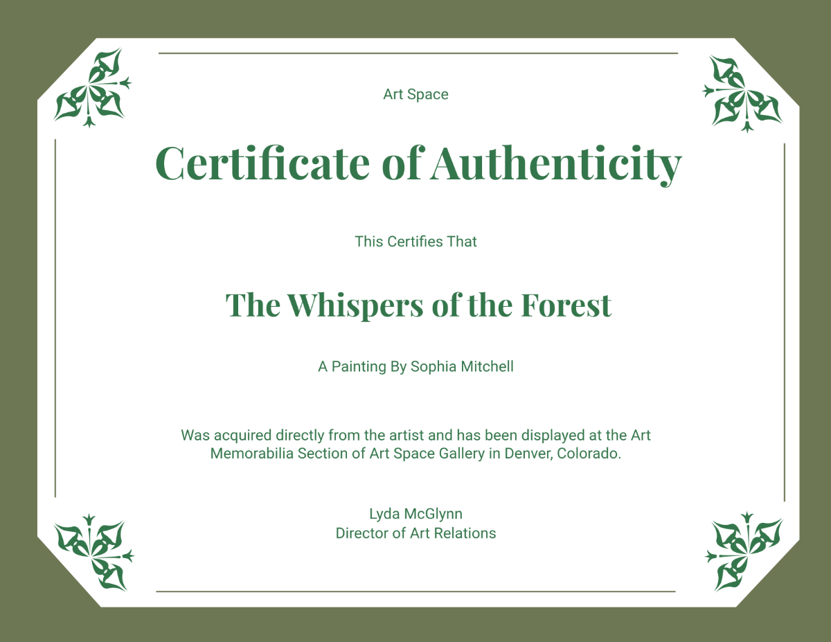 Authenticity Certificate for Memorabilia Template - Edit Online & Download