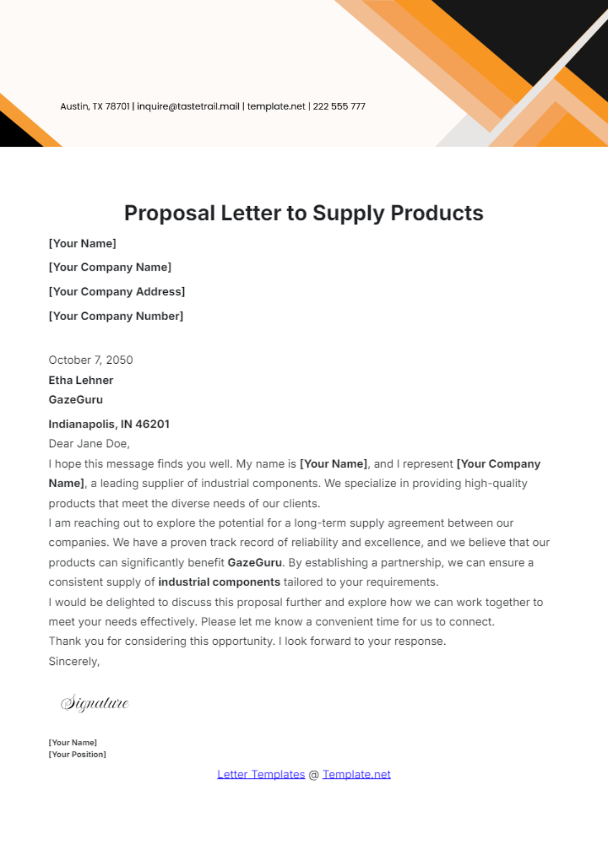 Proposal Letter to Supply Products Template - Edit Online & Download