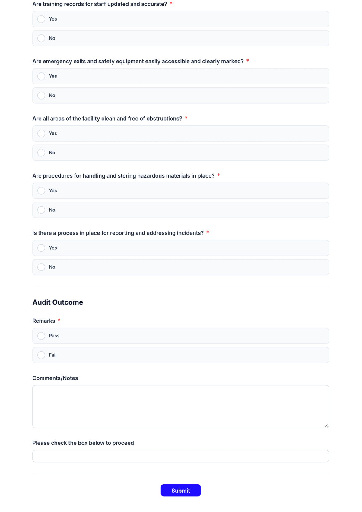 Free Audit Checklist Form Template & AI Audit Checklist Form Maker