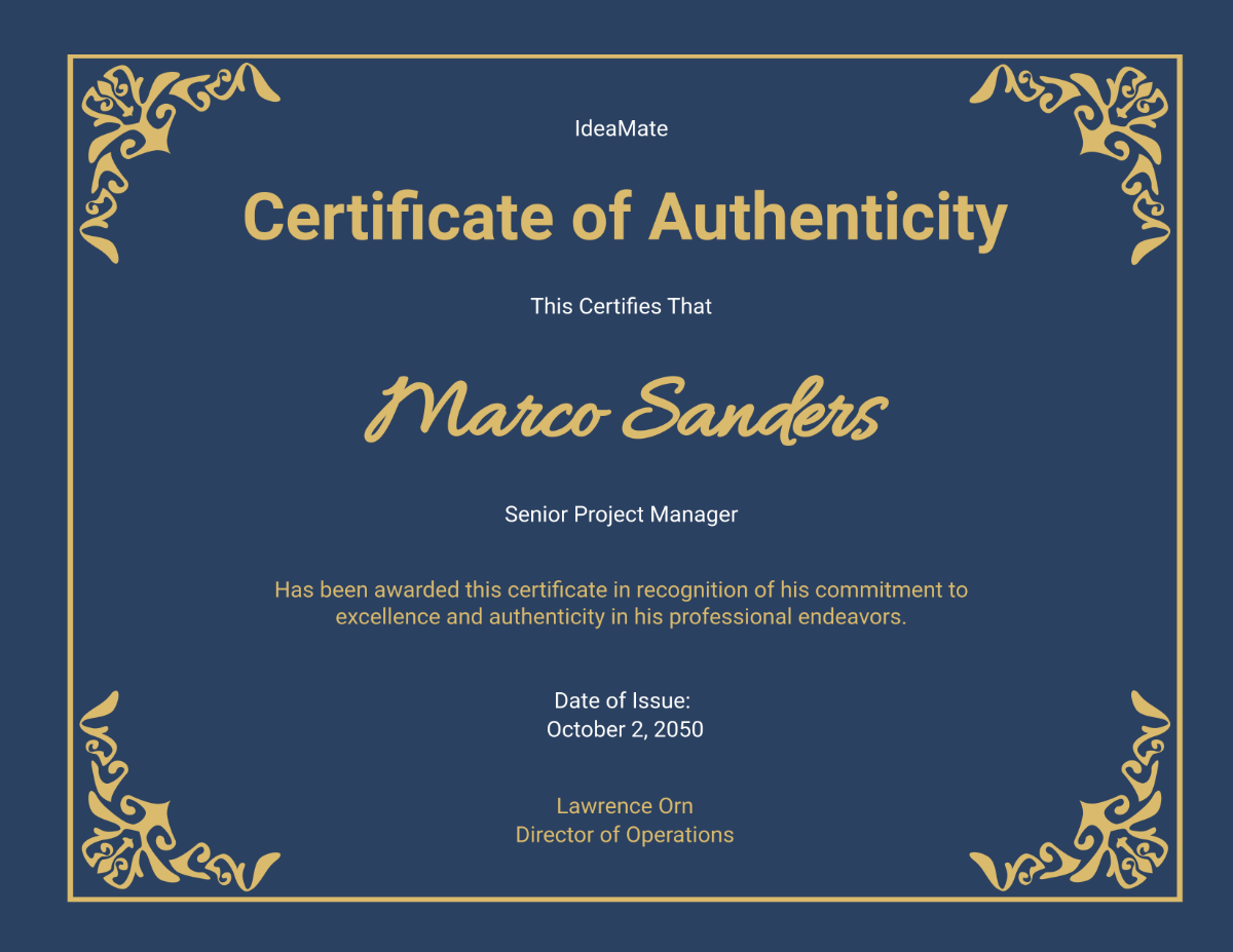 Professional Authenticity Certificate Template - Edit Online & Download