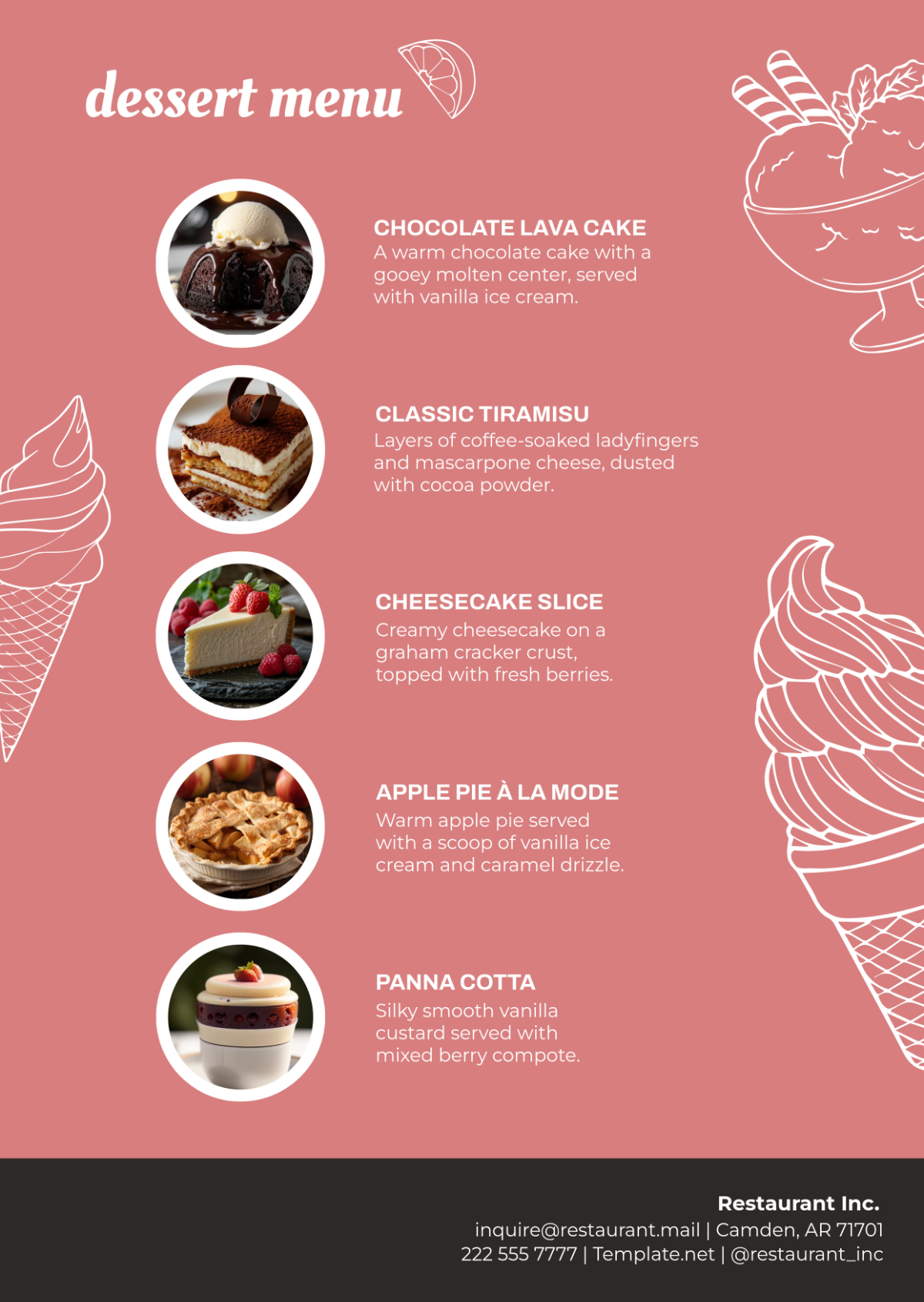 Dessert Menu Template - Edit Online & Download