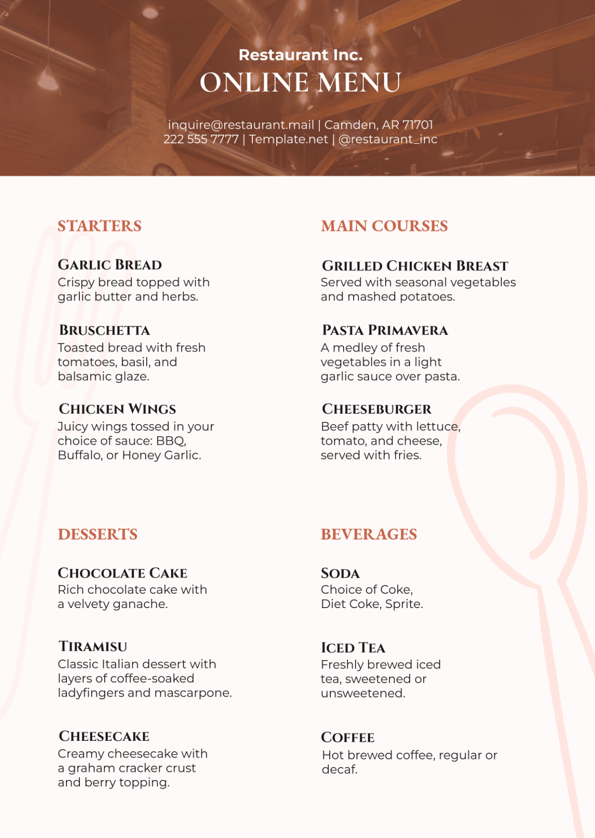 Online Menu Template - Edit Online & Download