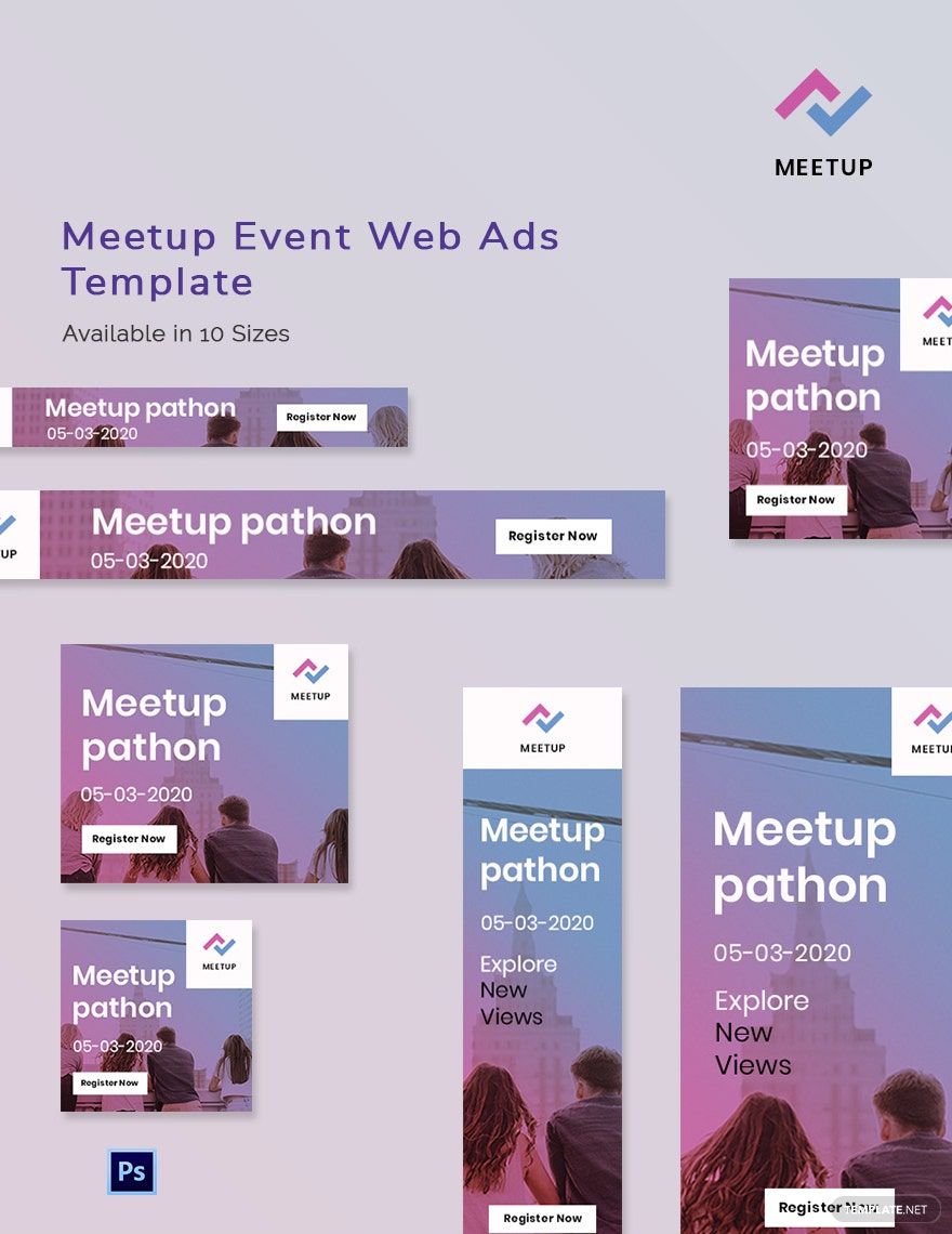 Meetup Event Web Ads Template in PSD