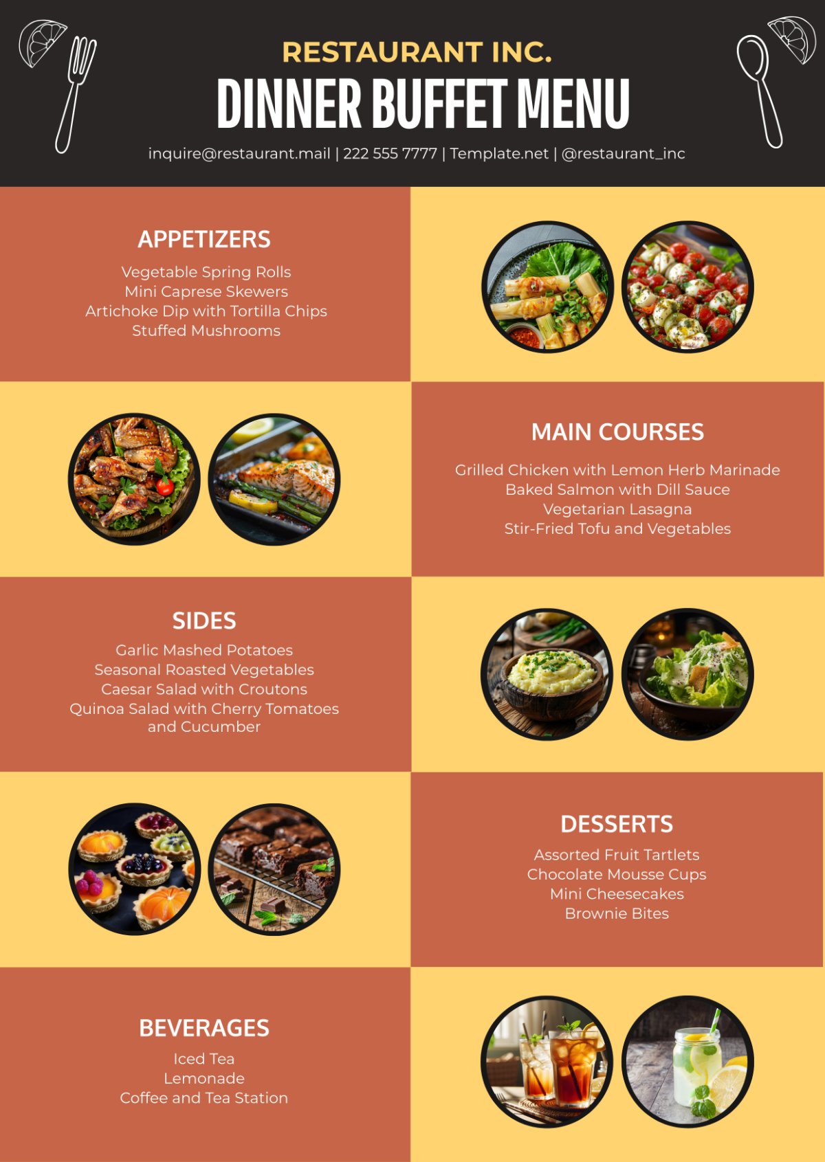 Free Catering Menu Templates, Editable and Printable