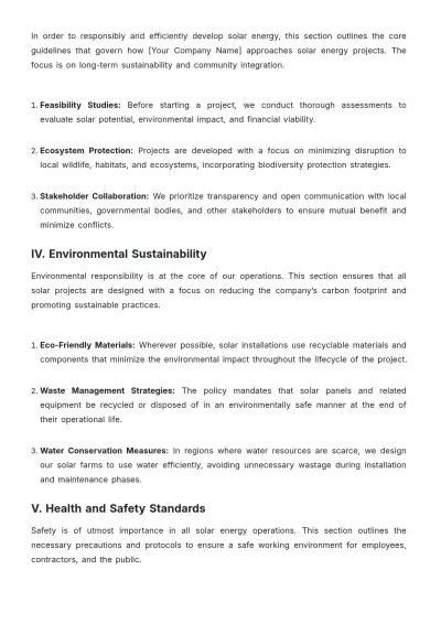 Free Solar Energy Policy Template to Edit Online