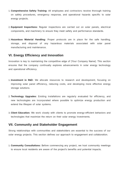 Free Solar Energy Policy Template to Edit Online