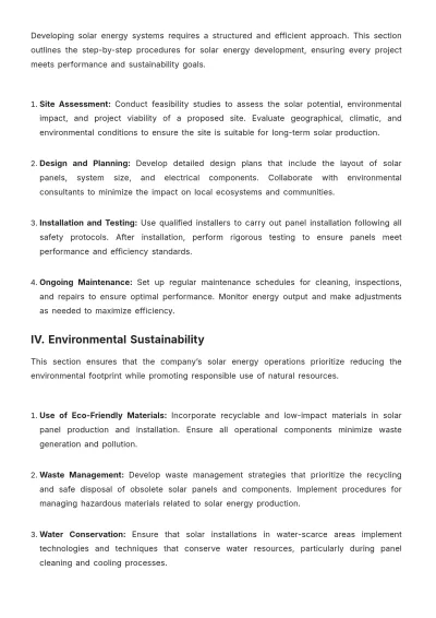 Free Solar Energy Procedure Template to Edit Online