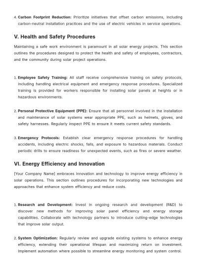 Free Solar Energy Procedure Template to Edit Online