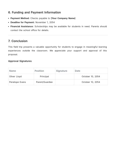 Free Simple Field Trip Proposal Template to Edit Online