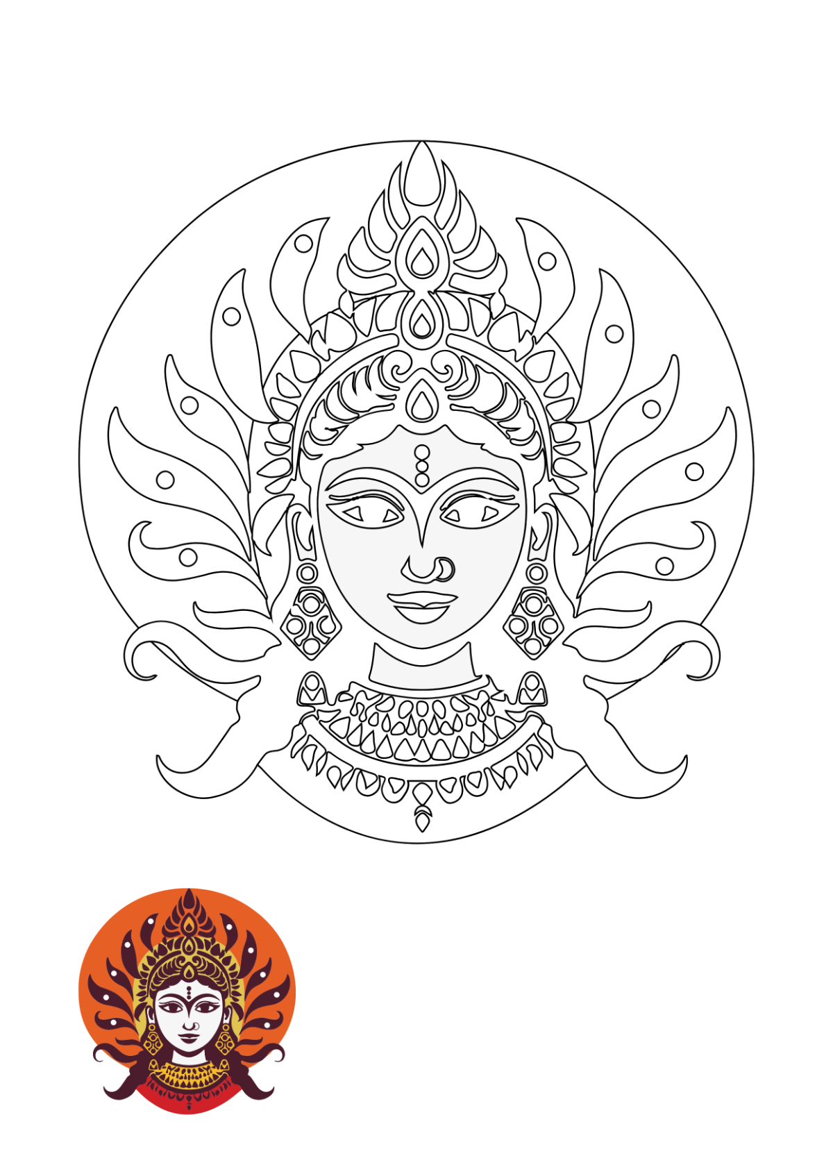 Durga Puja Coloring Page Template - Edit Online & Download