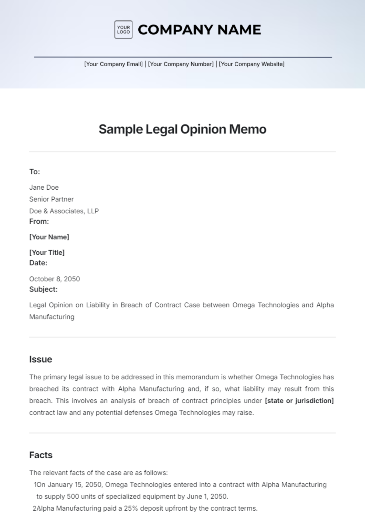 Sample Legal Opinion Memo Template - Edit Online & Download