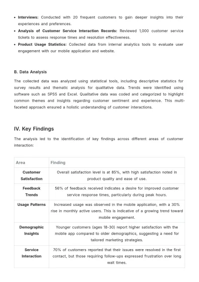 Free Customer Report Template to Edit Online