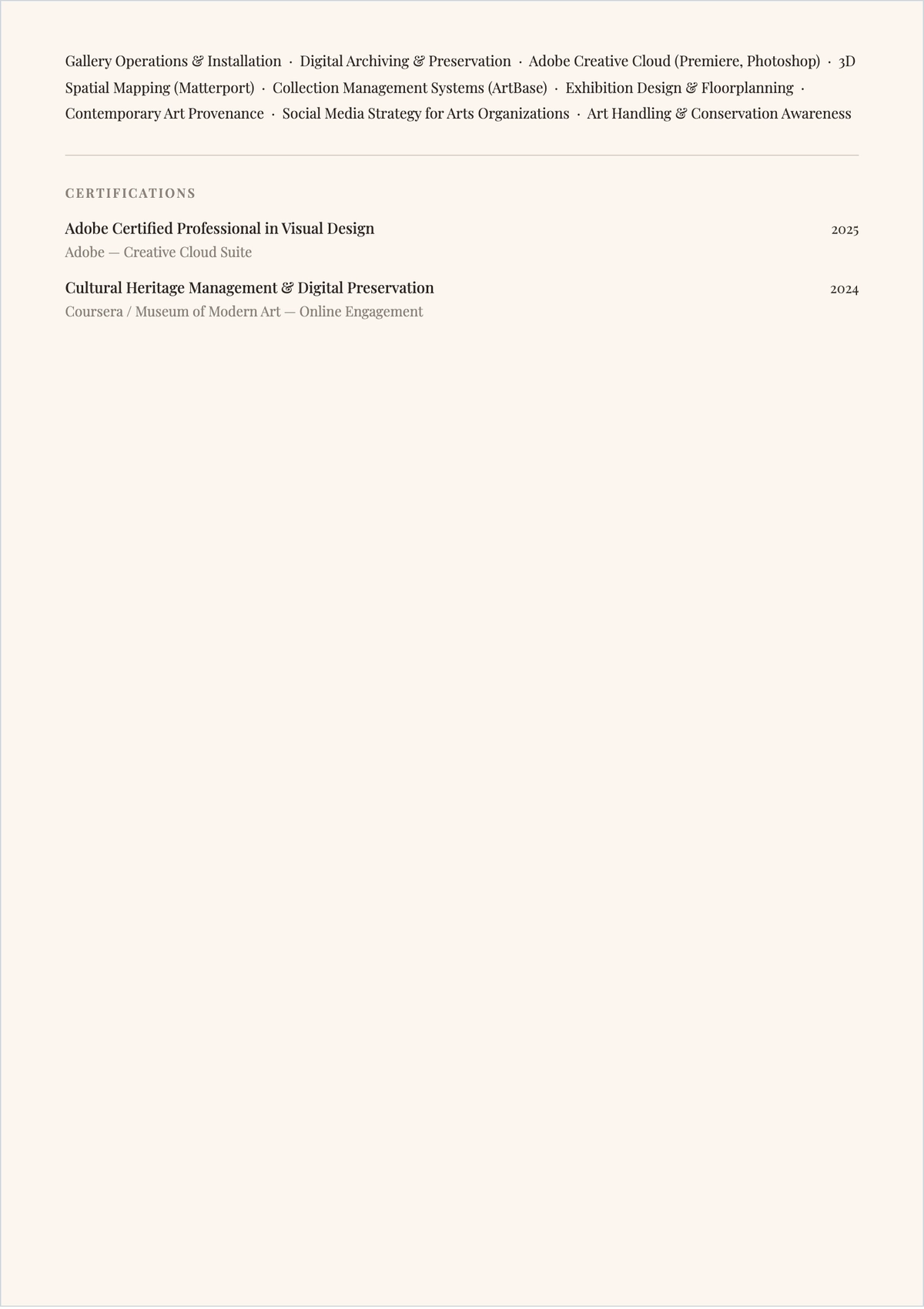 Free Aesthetic Arts Graduate ATS CV Template, AI CV Builder