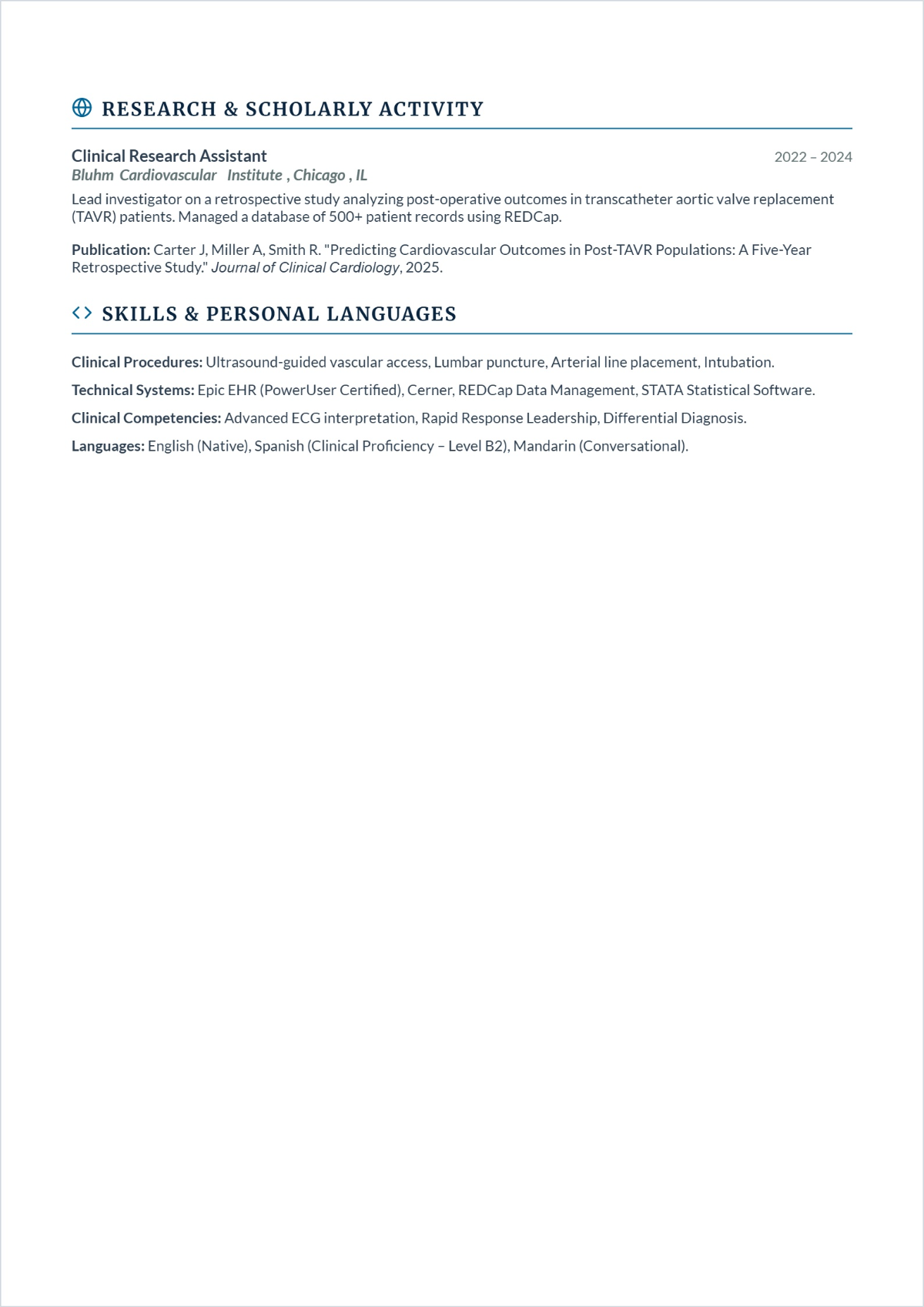 Free Medical Graduate CV Template to Edit Online