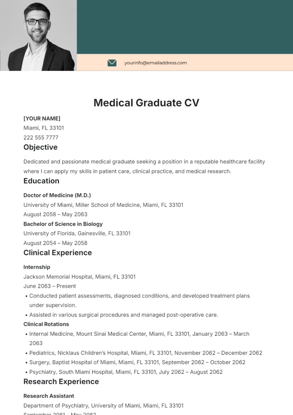 Medical Graduate CV Template - Edit Online & Download