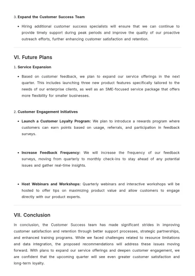 Free Simple Customer Success Report Template to Edit Online