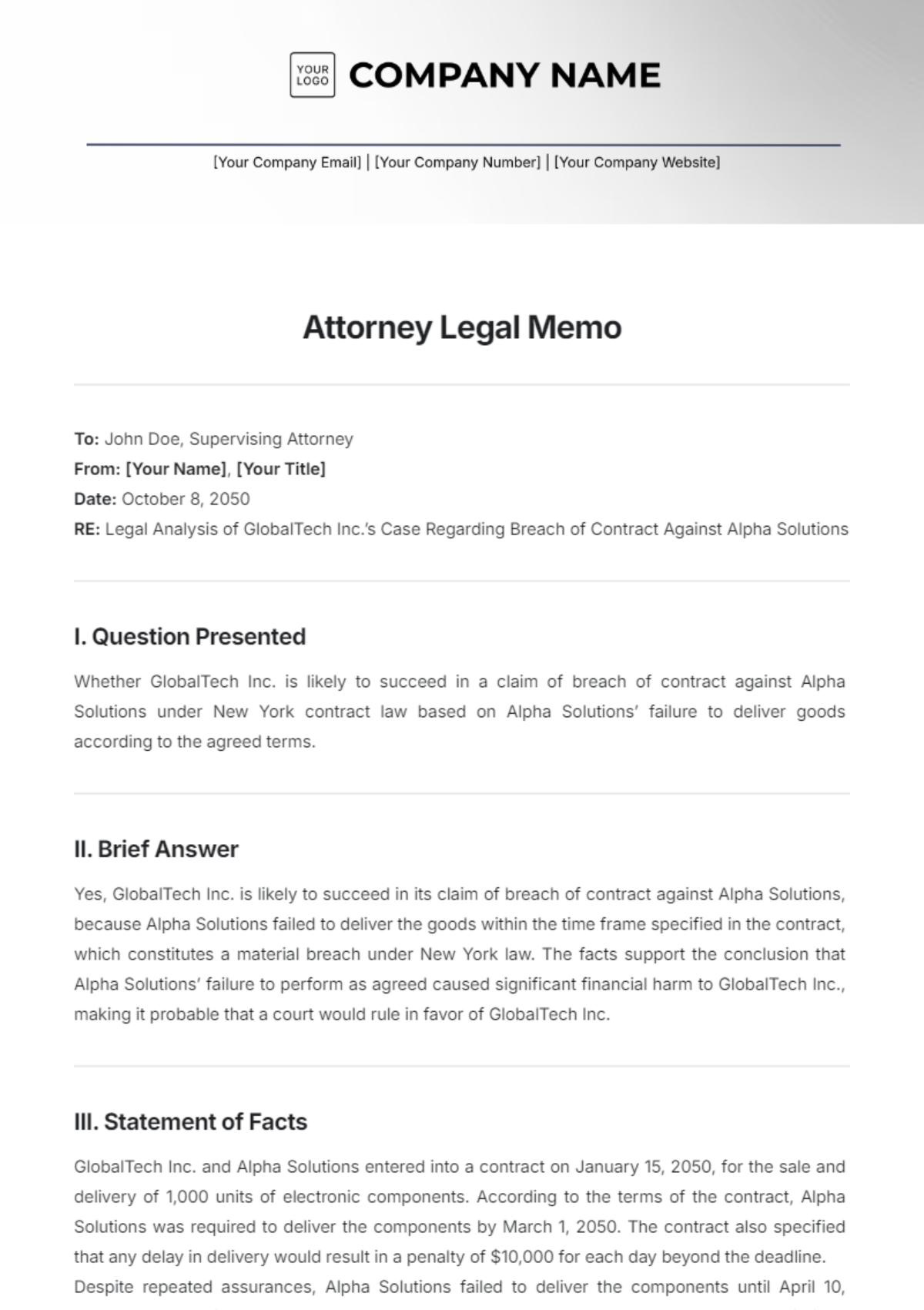 Attorney Legal Memo Template - Edit Online & Download