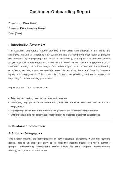 Free Customer Onboarding Report Template to Edit Online