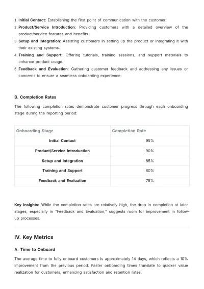 Free Customer Onboarding Report Template to Edit Online