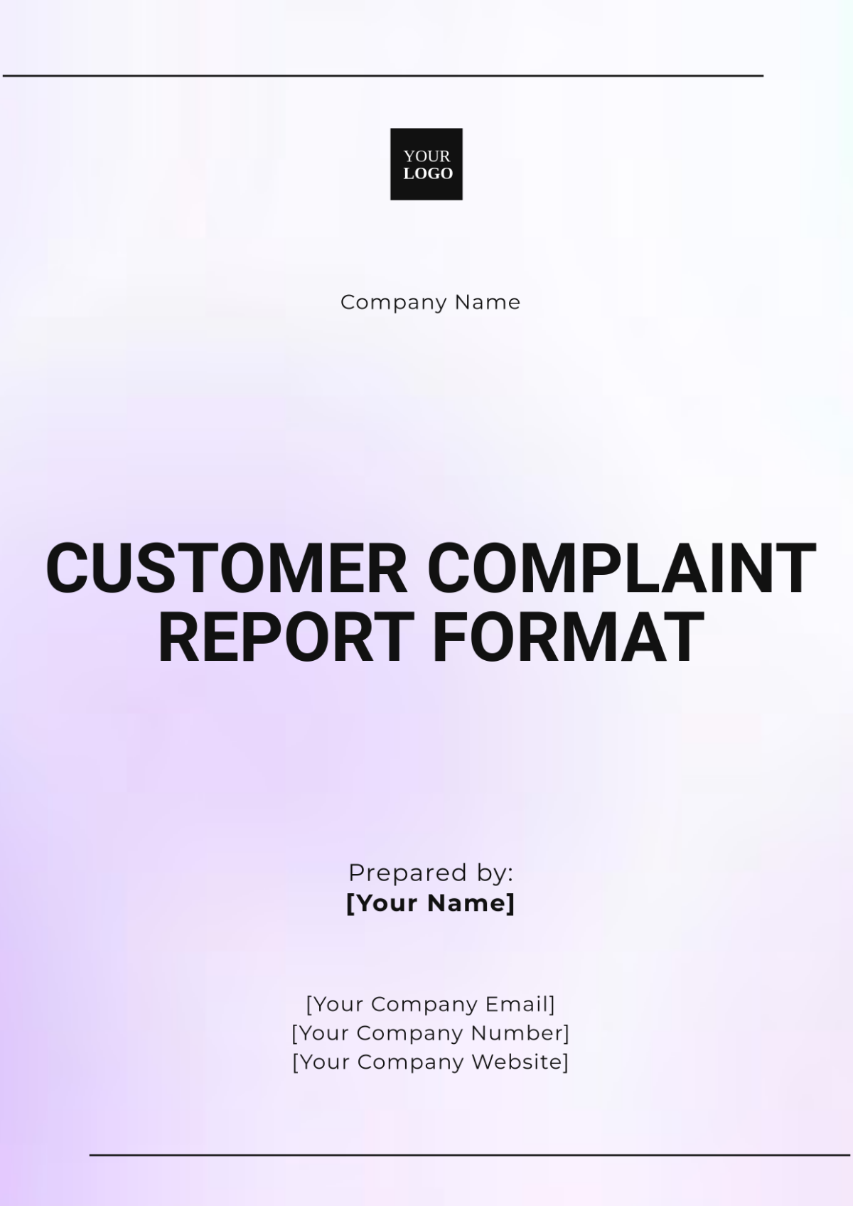 Customer Complaint Report Format Template - Edit Online & Download