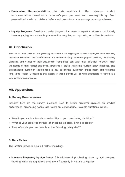 Free Customer Behavior Report Template to Edit Online