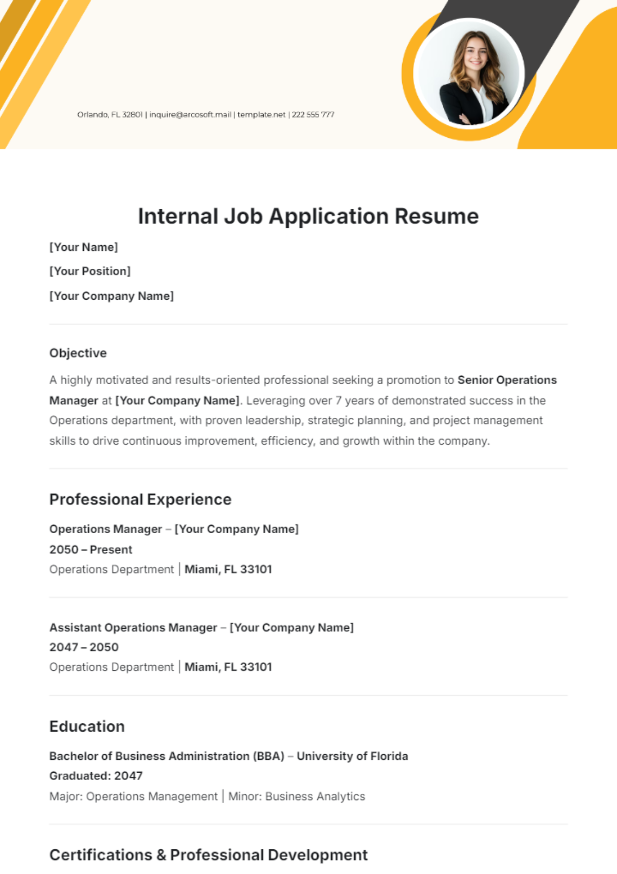 Internal Job Application Resume Template - Edit Online & Download